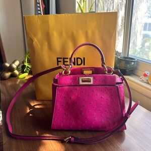 Fendi Pink Mini Peekaboo Bag with Gold Hardware